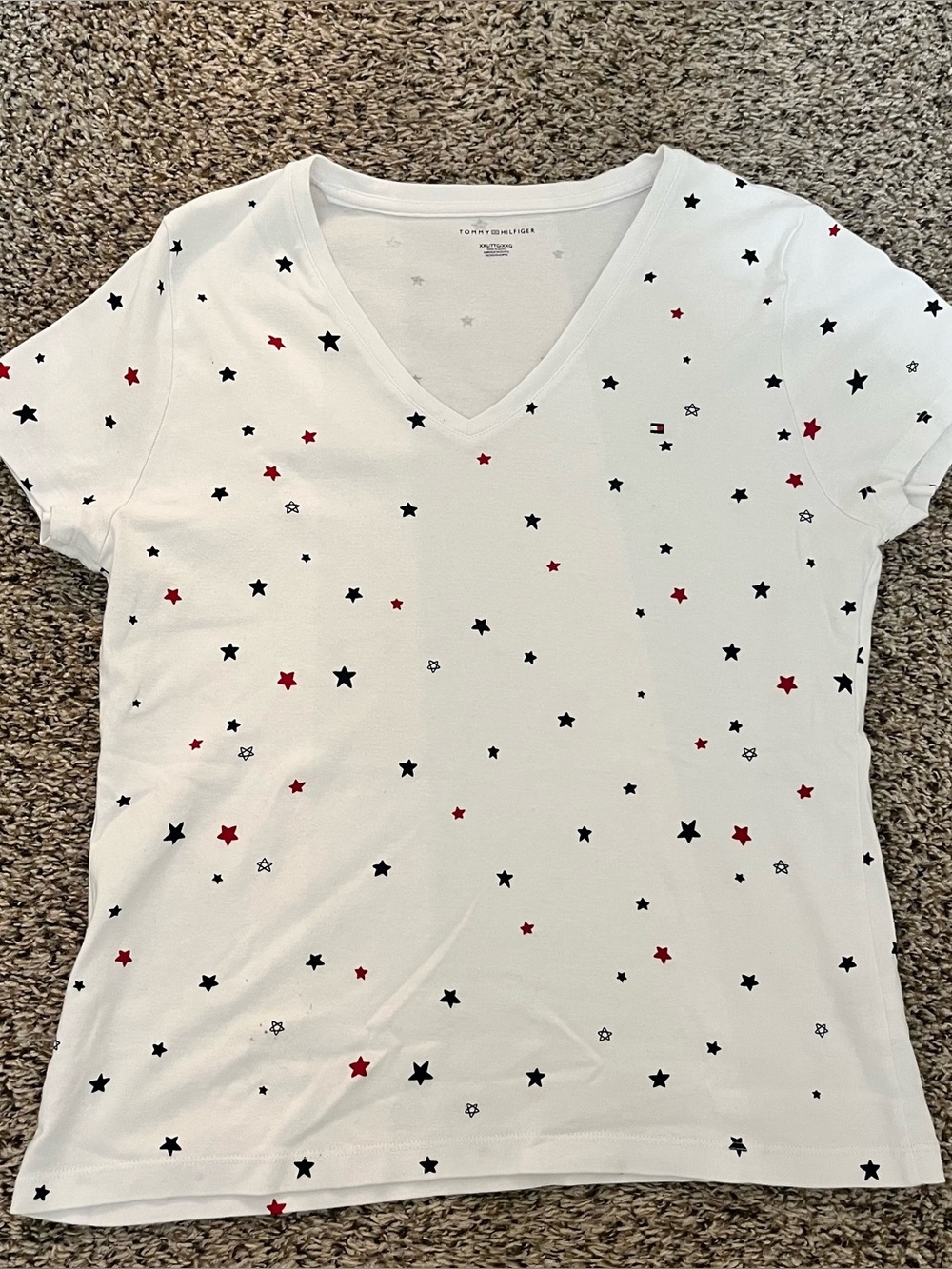 TOMMY HILFIGER Americana Red, White and Blue Stars T-Shirt Size 2XL